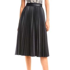 Brooks Brothers Black A-Line faux leather Pleated Skirt